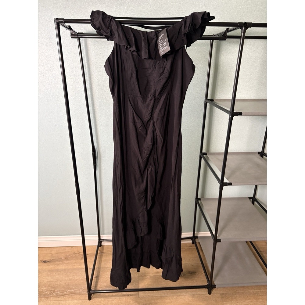 R. Vivimos Women's Black Off Shoulder Ruffle Maxi Dress Size L NWT